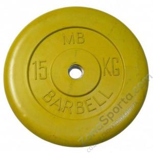 Диск обрезиненый цветной MB Barbell MB26-15 d-26мм 15кг