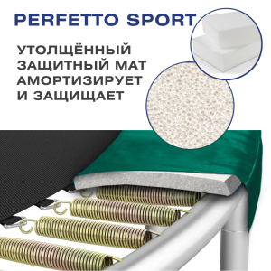 Батут с защитной сеткой Perfetto Sport Premium Moving 14 диаметр 4,30 м зеленый