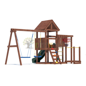 Детская деревянная игровая площадка для улицы дачи CustWood Junior Color JC9 с большой горкой 2,2 метра