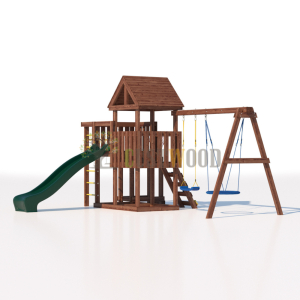 Детская деревянная игровая площадка для улицы дачи CustWood Junior Color JC9 с большой горкой 2,2 метра