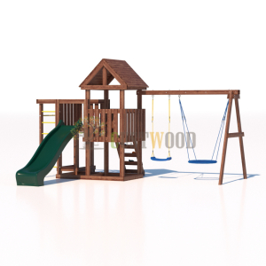 Детская деревянная игровая площадка для улицы дачи CustWood Junior Color JC9 с большой горкой 2,2 метра