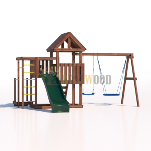 Детская деревянная игровая площадка для улицы дачи CustWood Junior Color JC9 с большой горкой 2,2 метра