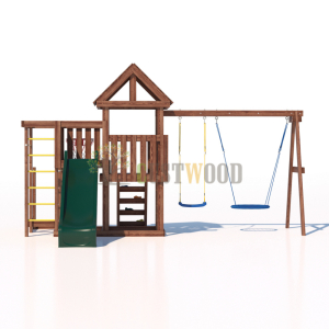 Детская деревянная игровая площадка для улицы дачи CustWood Junior Color JC9 с большой горкой 2,2 метра