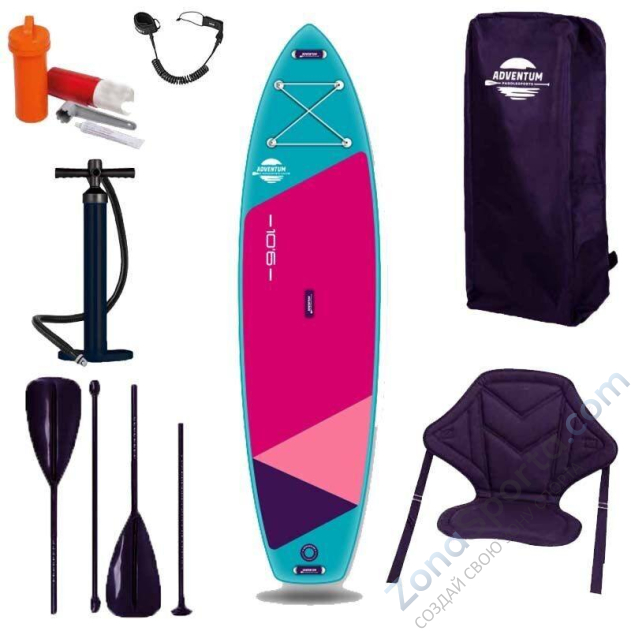 SUP доска с веслом Adventum 10'6 Teal pink